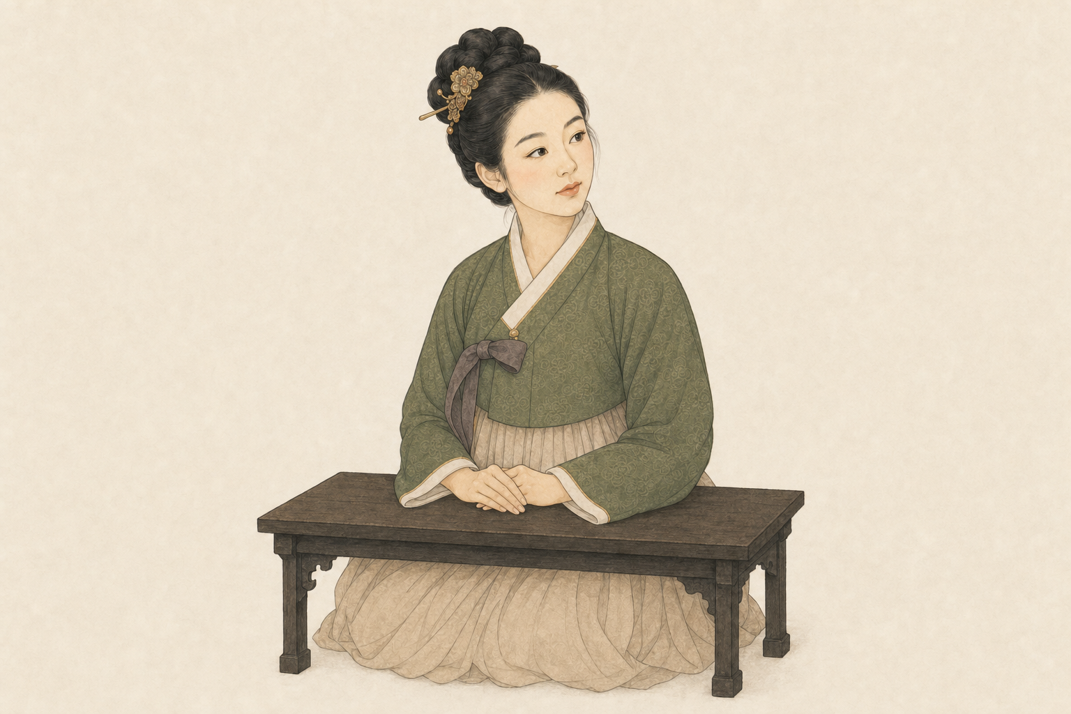 The Saju Voyage Practitioner considering a focused question with calm attention.